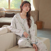 爱帝新款纯棉睡衣套女士文艺印花长袖家居服套装免穿文胸 商品缩略图1