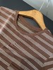 点此购买 缪缪春夏季女士咖色条纹口袋短袖T恤 ye 342339 商品缩略图2