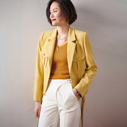 剩XL 芳外春季新款工装通勤百搭长袖西装时尚个性短款女式外套0049 商品图3