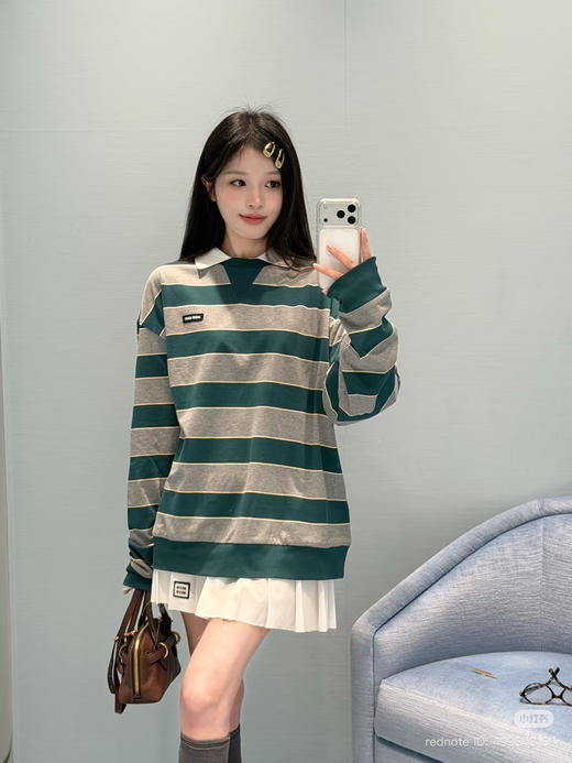 314-9 渠道货 极限特惠miu双层条纹针织运动长袖衫 商品图3