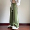 F031428时尚百搭纯色侧边拼接不对称条纹直筒学生休闲长裤 商品缩略图3