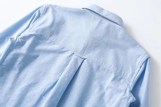 F031402小爱心纯色牛津布棉质扣角领男女同款休闲衬衫 商品图5