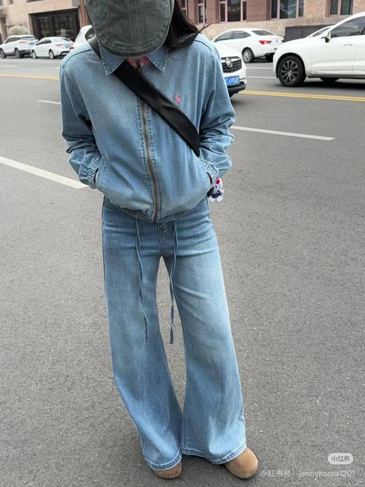 F031410女款夹克版复古风牛仔外套短款修身柔软翻领夹克 商品图13