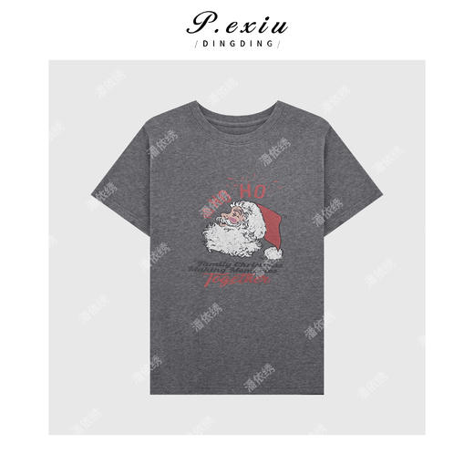 03-3潘依绣丁丁宠粉【圣诞T】磨绒韩系百搭圣诞氛围短袖T恤W-62687 商品图1