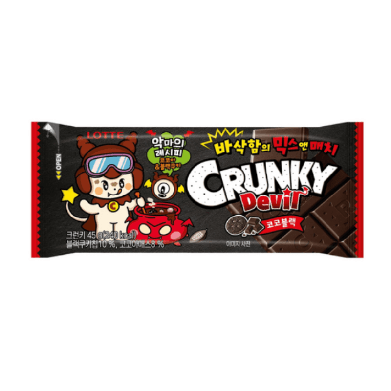 乐天 黑饼干碎夹心巧克力45g 롯데 크런키코코블랙45g
