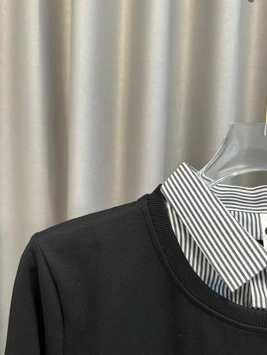 F031486春季新品纯棉假两件学院风针织四道杠情侣款卫衣 商品图9