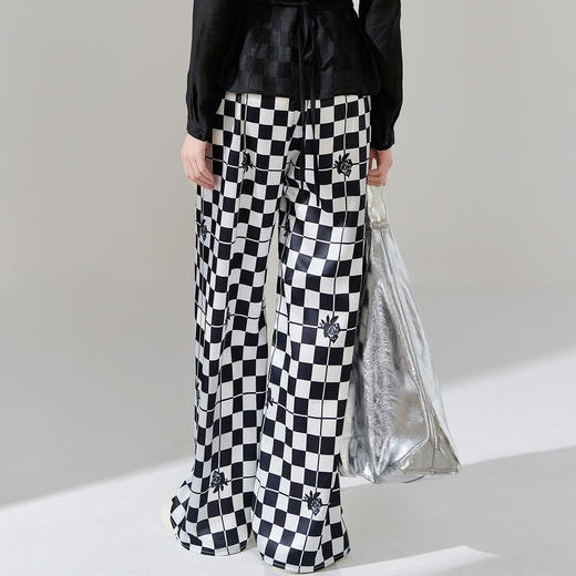 剩S 芳外春季新款黑白色棋盘格休闲裤 商品图3
