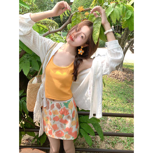 <曾小咸推荐>韩系黄色吊带背心半身裙子 商品图1