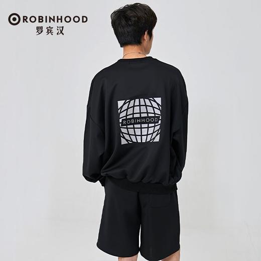 罗宾汉春季新款简约时尚休闲百搭日常宽松舒适男士圆领卫衣 商品图2