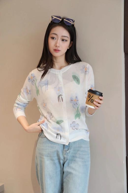 【天丝羊毛花朵开衫】把春日的写意花卉，织进天丝与羊毛的温柔肌理里，上身舒适无负担亲肤细腻WD 商品图7