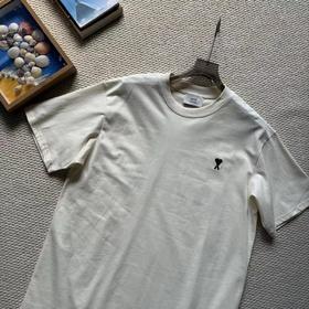 F031465春夏新款黑色爱心刺绣男女同款宽松短袖T恤