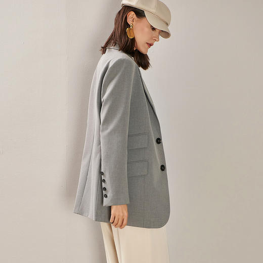 剩L 芳外春季新款通勤文艺小众设计西装外套修身薄款灰色西服0207 商品图4