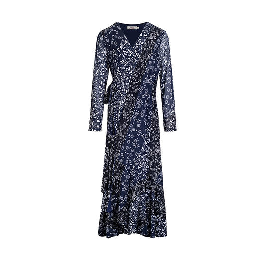 【林栖设计小店】生活在左2025秋季新品印花优雅多色气质连衣裙女1953183 商品图4