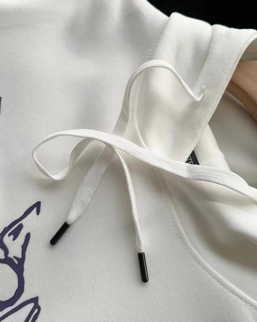 F031453撞色Logo印花秋季情侣款纯色连帽宽松套头卫衣 商品图10