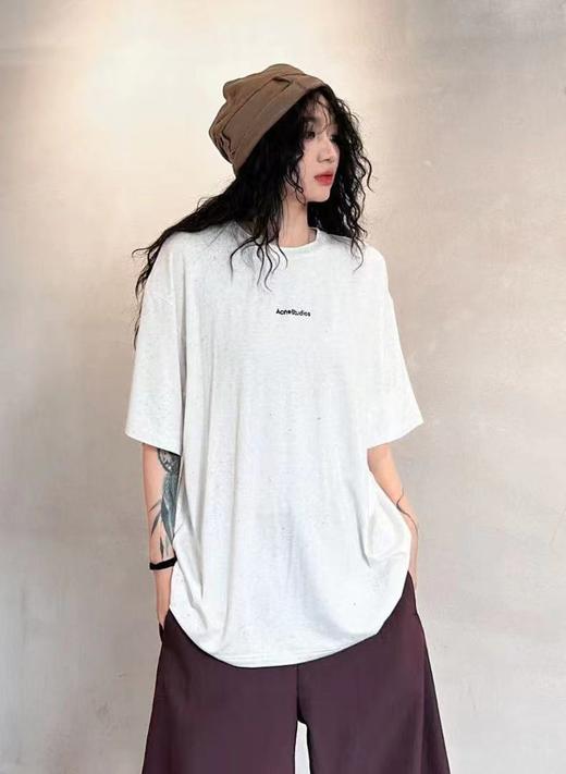 F031405夏季新品圆领彩砂小标字母印花男女宽松短袖T恤 商品图11