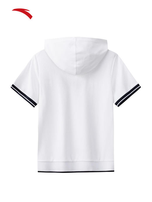 安踏莫代尔亲肤连帽短袖女夏季通勤时尚半拉链休闲短袖162628129 商品图2