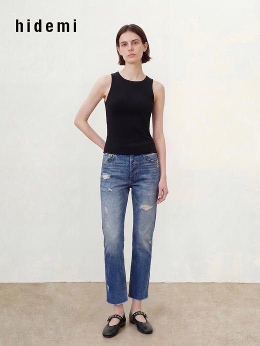 hidemi副线小h 简约百搭休闲罗纹无袖背心吊带上衣 商品图5