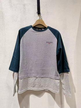 女款logo拼色长袖T恤hu