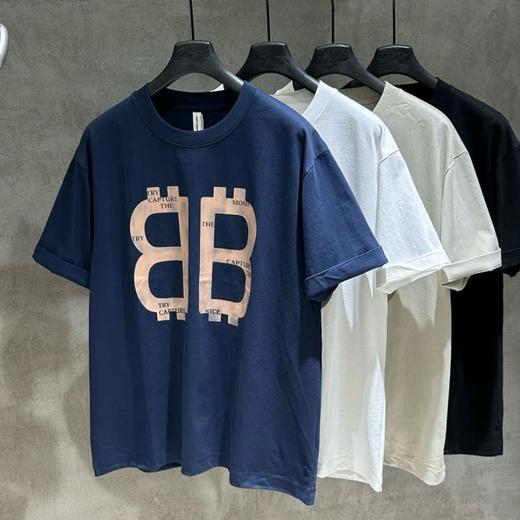 欧美嘻哈高街风字母双B宽松圆领短袖T恤情侣款夏季上衣    YLZ-A603 商品图0