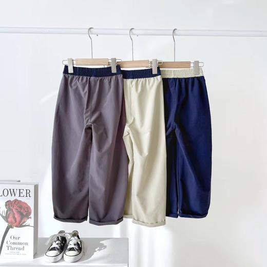 F031460速干面料透气松紧腰抽绳设计儿童撞色潮流弯刀裤 商品图0