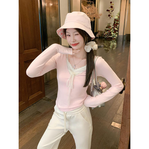 <曾小咸推荐>3.17现货秒杀 ！微信超特价！韩系蕾丝边假两件长袖 日常139.99 立减80 秒杀59.99！！ 商品图1