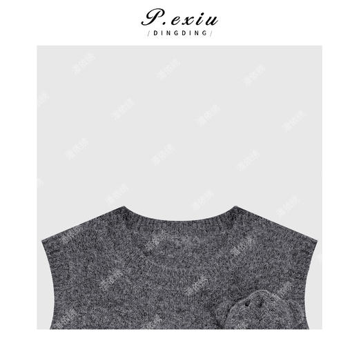 03-3潘依绣丁丁宠粉韩系慵懒熊头线条字母针织马甲Q8415 商品图2