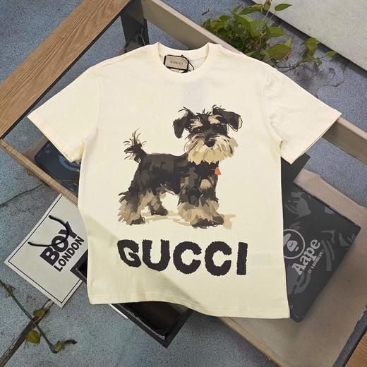 F031413雪纳瑞狗图案logo字母纯棉印花休闲情侣短袖T恤 商品图0