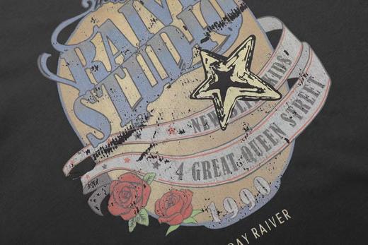 F031448美式复古做旧涂鸦音浪玫瑰印花圆领短袖t恤 商品图12