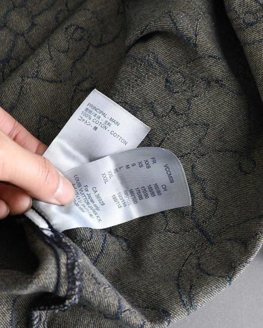 F031476金线刺绣老花字母logo牛仔翻领衬衫短袖外套 商品图14