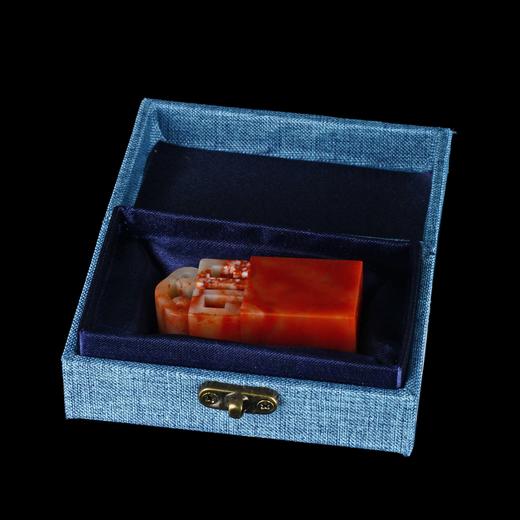 孤品17935老挝石如意博古钮朱砂冻姓名章落款章2.5*2.5*6.0cm 商品图5