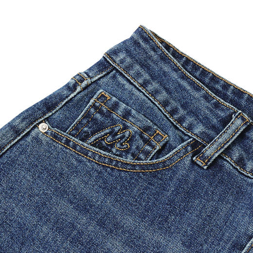 半身缘女裤 春季浮雕感压花柔软中直筒宽松牛仔裤261102U10120185 商品图8