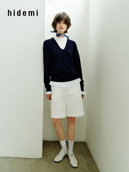 hidemi副线小h 简约休闲全棉抽绳短裤休闲裤 商品图8
