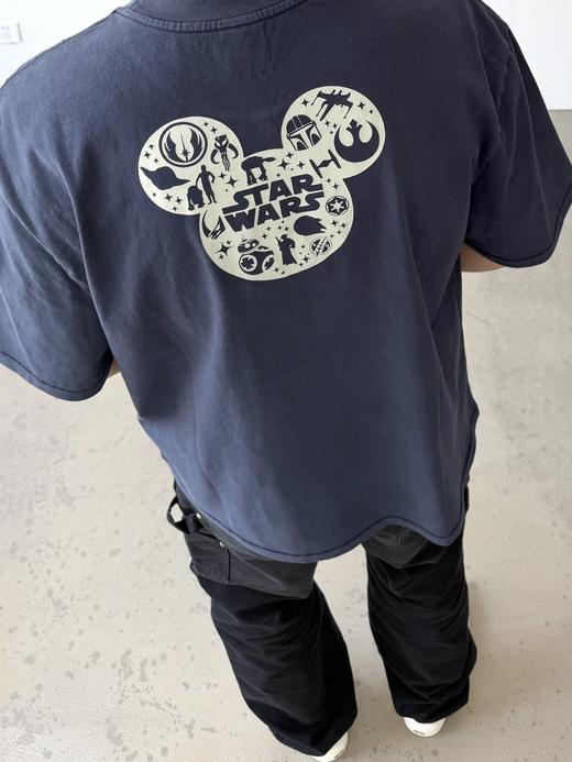 点此购买 Saint Disney米奇&星球大战三方联名限定重磅做旧高街短袖T恤 ms 342369 商品图1