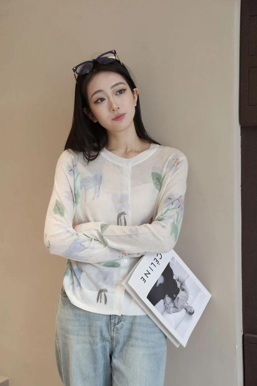 【天丝羊毛花朵开衫】把春日的写意花卉，织进天丝与羊毛的温柔肌理里，上身舒适无负担亲肤细腻WD 商品图1