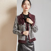 剩S/M 春秋款格纹拼接小香风外套女气质复古时尚翻领短外套 商品缩略图1