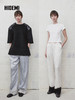 HIDEMI 设计感蕾丝拼接松紧腰缎感直筒裤休闲裤长裤 商品缩略图0