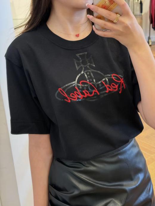 F031406春夏新品限定刺绣字母土星两边开叉前短后长短袖T恤 商品图9