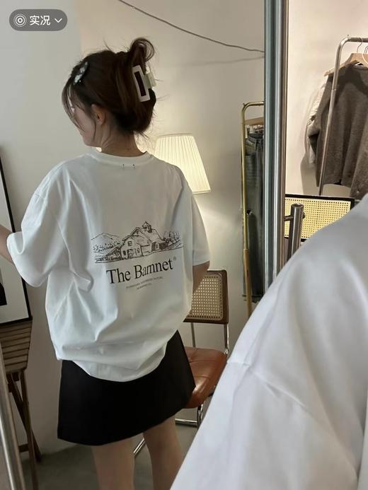 F031445复古简约前后字母小房子印花圆领短袖T恤 商品图8