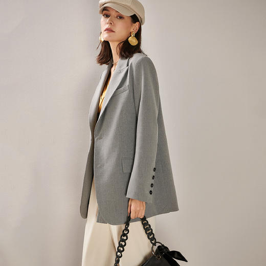 剩L 芳外春季新款通勤文艺小众设计西装外套修身薄款灰色西服0207 商品图3