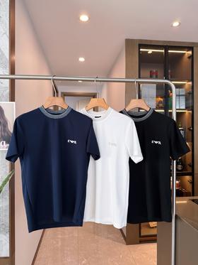 点此购买 阿玛尼EA男士纯色珠地棉短袖T恤 bk 342301