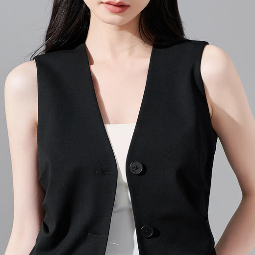 剩S 芳外春季新款百搭单排扣无袖内搭马夹简约v领修身外套女0054 商品图4