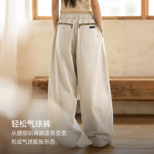 马登夏日松弛感卡其色老钱风阔腿气球裤复古工装梨型显瘦山本裤女 商品图1