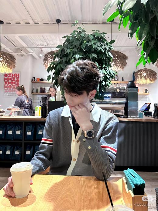 F031455四杠拼色舒适亲肤立挺有型情侣针织开衫外套 商品图12