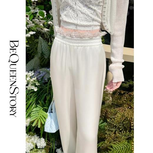 【大货捡漏，不退不换】  【奶油蕾丝】高支含醋脂纤维松紧腰头拼接蕾丝花边阔腿休闲 商品图0