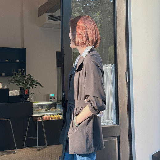 火桐hooton 露珠系列 丝毛精纺色织短风衣ZB2525 商品图4