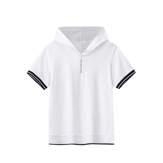 安踏莫代尔亲肤连帽短袖女夏季通勤时尚半拉链休闲短袖162628129 商品图1