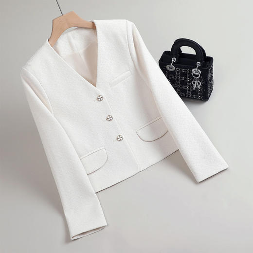 「自」全新升级【铂金会员174/天猫229/差价55】(65744)洛诗琳高级感小香风西装外套2026新款气质V领显瘦通勤上衣女 商品图5
