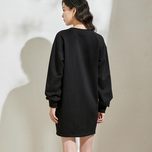 剩S/XL 芳外春季新款潮流印花套头卫衣裙时尚宽松休闲长袖连衣裙2055 商品图4