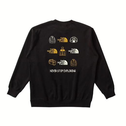 F031408趣味撞色小印花logo叠加帐篷元素圆领情侣款卫衣 商品图5