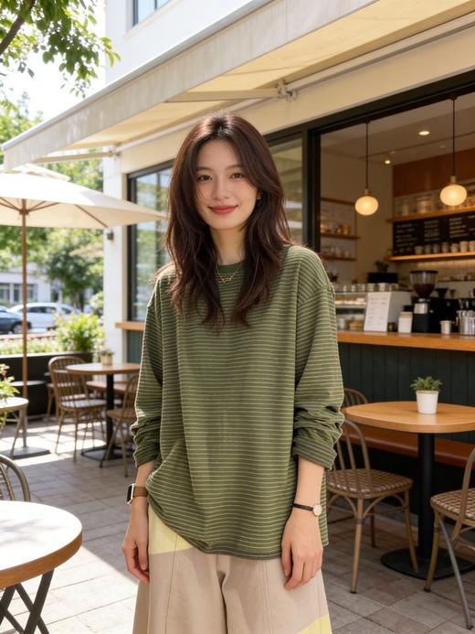 “抹茶绿” 条纹T 商品图1